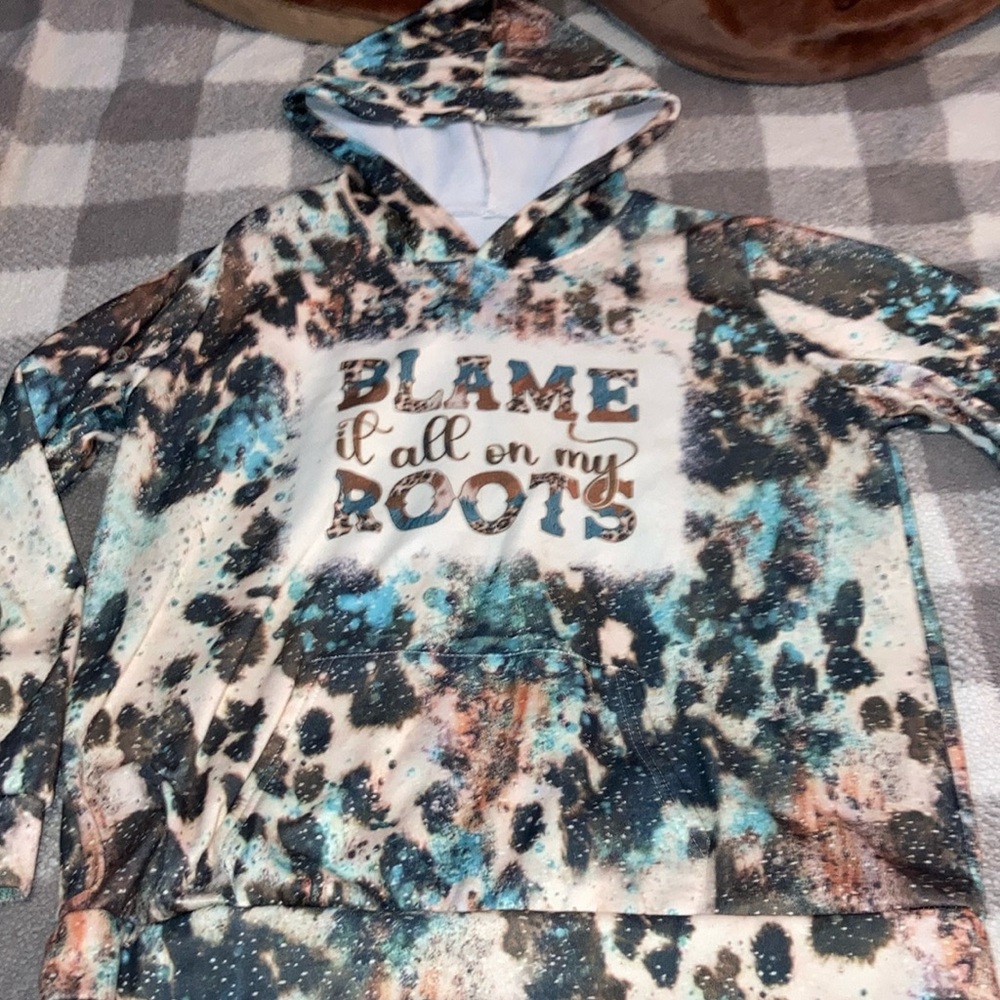 Graphic Hoodie with 'Blame It All on My Roots' Print